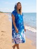 Ocean Waves Print Hoodie Robe